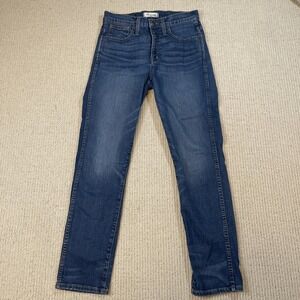 Madewell Women's 27 Slim Straight Jeans Blue Med Wash Mid Rise Stretch Denim